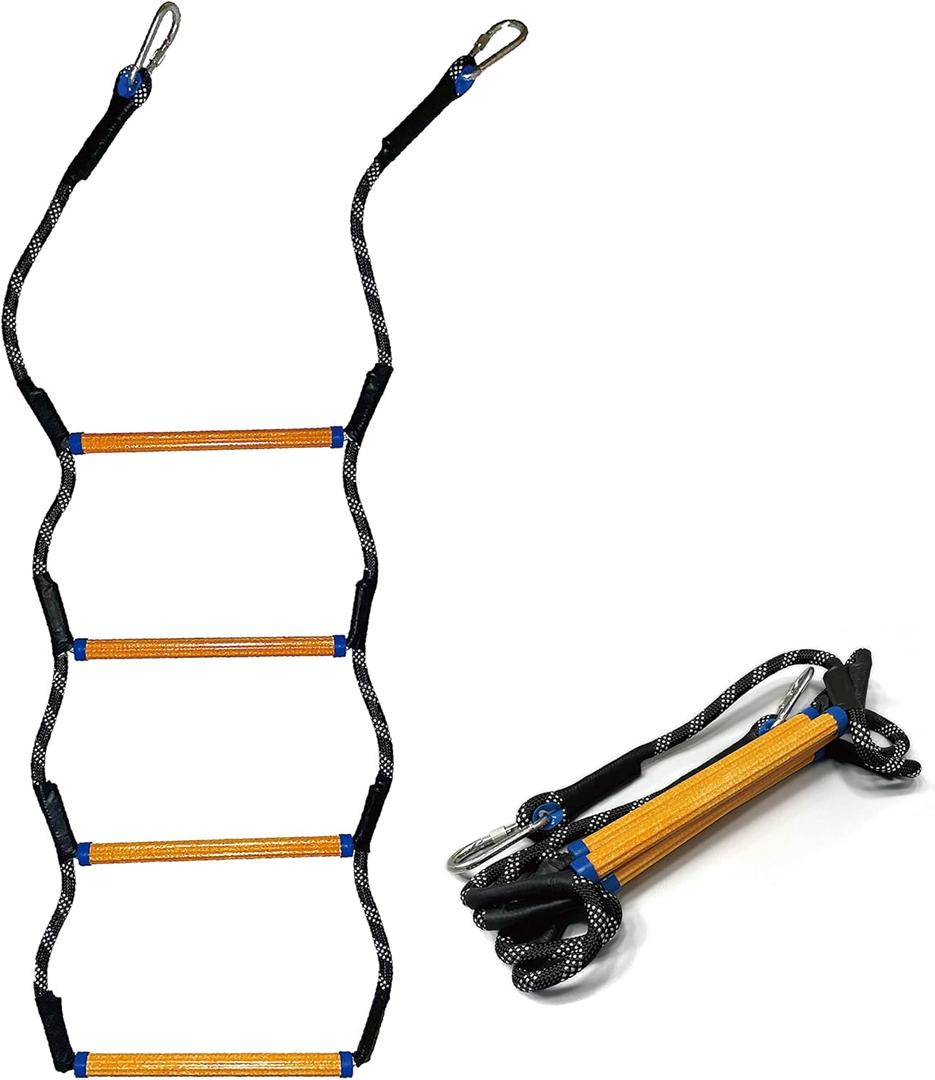 Boat Rope Ladder, Heavy Duty Climbing Rope 450Lbs Strength, 14mm Reinforced Polyester Line, Rigid Resin Step Design, Outdoor Ladder for Inflatable Boat, Kayak, Motorboat, Canoeing (4 Step)