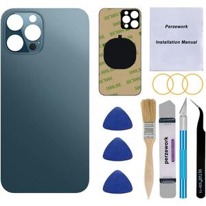 OEM Rear Back Glass Replacement (Pacific Blue) Compatible with iPhone 12 pro max 6.7 inches All Carriers with Pre-Installed Adhesive and Repairing Tool Kits