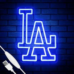 LA Baseball Neon Sign, Los Angeles Cool Light Up Dimmable LA Baseball Team Logo Hanging Led Neon Sign for Wall Decor, Bedroom, Party, Man Cave, Garage, Birthday Christmas Gift for Baseball Fans