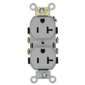 Leviton 20-Amp, 125-Volt, Narrow Body Duplex Receptacle, Straight Blade, Commercial Grade, Self Grounding, CR20-GY, Gray