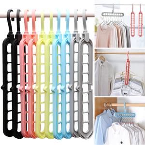 Closet Organizers and Storage, College Dorm Room Essentials, Pack of 10 Multifunctional Organizer Magic Space Saving Hangers with 9 Holes Storage Organization for Wardrobe Closet (Multicolor)