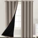 H.VERSAILTEX Full Shading Curtains 96 inches Long 2 Panels Set for Windows, Super Heavy-Duty Black Lined Blackout Curtains for Bedroom, Privacy Assured Window Treatment (52 inches W, Khaki)