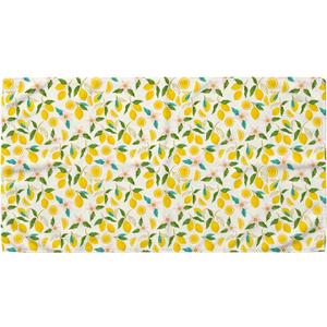 Yellow Lemon Beach Towel 30x60 Inch, Mediterranean Summer Citrus Lemon Floral Oversized Bath Towel Blanket for Bathroom Travel Swimming Pool Spa Yoga Camping