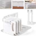 Upgraded Lock Bed Sheet Holders for Corners - Fitted Sheet Holders Keep Sheets Firm & Tight, Sheet Locks Straps Sets with Center Lock Clips, Fit for Standard Mattress, Easy Installation(White)