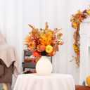 PurpleSwan Fall Decor, 5PCS Artificial Autumn Pumpkin Plant Floral Stems Decorations, for Home Weeding Vase Arrangement Harvest Thanksgiving Holiday Branches Indoor Decor.