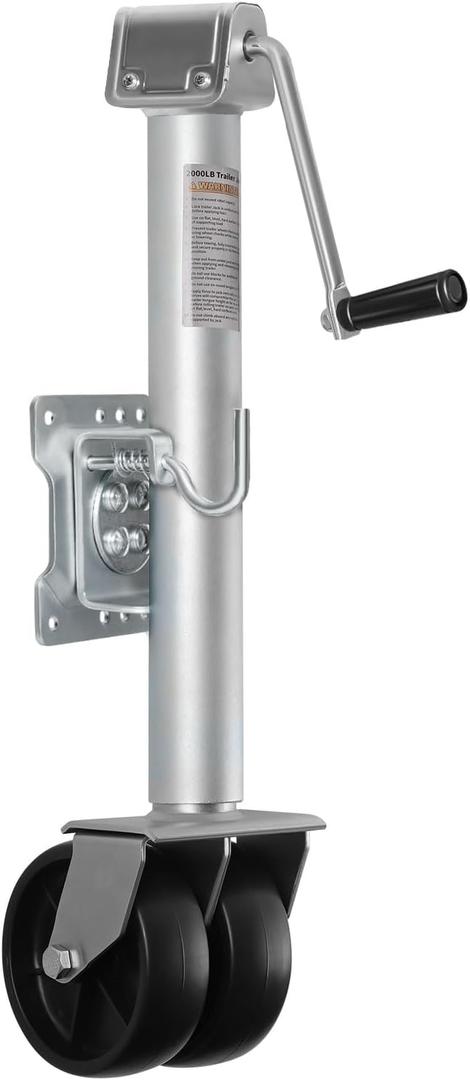 WEIZE Trailer Jack, Heavy Duty Swivel Boat Trailer Jack with Dual Wheels, 2000 lbs, 14" Lift
