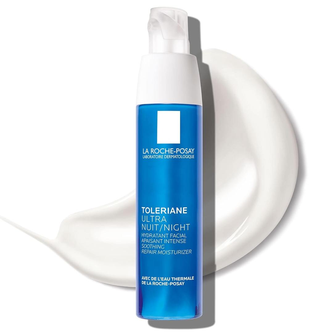 La RochePosay Toleriane Dermallergo Night Cream for Face, Intense Soothing Moisturizer with Vitamin E, Allergy Tested, for Sensitive Skin, Formerly Toleriane Ultra Night