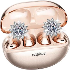 Jewelry-Inspired Clip On Earbuds,Comfortable Fit Open Ear Clip-On Headphones,Wireless Bluetooth Ear Cuff Headphones for Women,Mini Wireless Earrings Earbuds for Running, Office, Sport & Gift (Jewelry - Rose Gold)