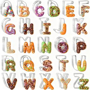 3 Inch Alphabet Letter Cookie Cutter Set 26 Pcs Large DIY Stainless Steel Cookie Cutter Baking Molds Set,for Biscuits,Cookie,Fondant,Dough,Fruitfor Birthday wedding Halloween Christmas family Party