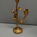 Creative Co-Op Hand-Forged Cast Iron Candelabra with Flowers and Bird, Holds 2 Tapers, Gold (11-3/4"H)