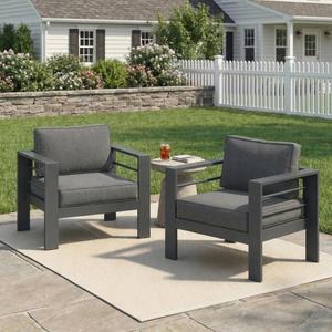 Wisteria Lane Metal Patio Furniture Sofa, All-Weather Outdoor Couch with Upgraded Cushions, Weather-Resistant Heavy Duty Modern Outdoor 3 Seats Sofa for Garden, Balcony, Deck, Backyard, Dark Grey