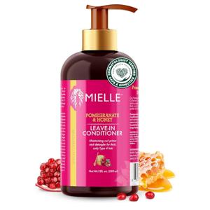 Mielle Organics Pomegranate & Honey Leave In Conditioner for Curly Hair - Moisturizing Detangler & Curly Hair Treatment to Help Repair Damage, Prevent Frizz & Improve Shine (12 Fl Oz)