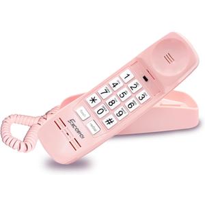 Retro Corded Landline Phone, Vintage Wall Mount & Desk Telephone - No Power Required, Emergency Use, Big Button for Seniors/Elderly with Loud Ringer & Flashing Light, Clear Sound (Pink)