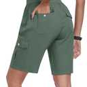 MoFiz Womens Shorts with Pockets Loose Fit Casual Cargo Shorts Lightweight Ladies Hiking Shorts Army Green L