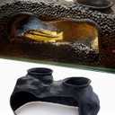 ORBIDYN Dual-Entrance Rock-Texture Cave – Fish Tank Shelter & Aquarium Decor with 2 Tunnels, 6×3.4×2.3in (Black)