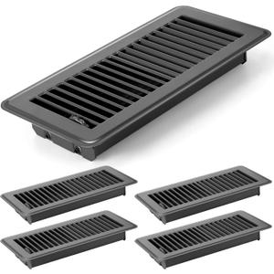 Retisee 4 Pcs 4" x 12" Floor Register Vent Covers Heavy Duty Steel Walkable Floor Vents with Adjustable Airflow Curved Safe Edges and Rust Proof Finish for Homefloor Sidewall (Gray)