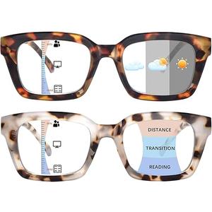ZONLON Progressive Multifocus Reading Glasses for Women Blue Light Blocking, Photochromic Multifocal Reading Sunglasses (2 Mix C2, 2.5)