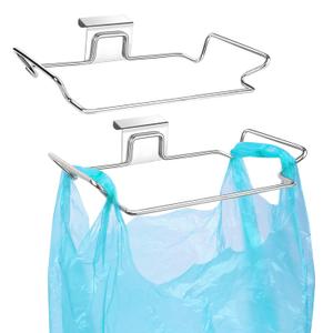OYSIR 2 Pcs Large Stainless Steel Trash Bag Holder for Cabinets, Cupboards, Under Sink, Garbage, Kitchen Waste, Silver