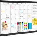 DOLLAR BOSS Magnetic WhiteBoard Calendar, 36x24 in, Dry Erase Board, Black