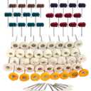 82PCS 1Inch Polishing Kit, Buffing Kit - Professional Wool Fabric Cotton Kit (50PCS) & Abrasive Set (32PCS) Mounted 3mm Shank for Rotary Tool Accessories