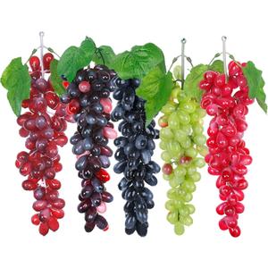Woohome 5 Bunches Fake Grapes Artificial Grape with Vines, 5 Color Decorative Grapes Bunches for Vintage Wedding Favor Fruit Wine Decor Faux Fruit Props