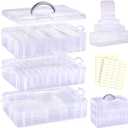 Funtopia Bead Organizers and Storage, 56 Pcs Small Plastic Containers with Lids and 3-Tier Stackable Storage Box, Mini Clear Organizers for Jewelry Toys Craft Storage (4 Sizes)