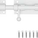 Barrel Bolt Door Latch With Padlock Hole, Thickened 304 Stainless Steel Slide Door Lock, 6 Inch Matte White, 226BB-WH