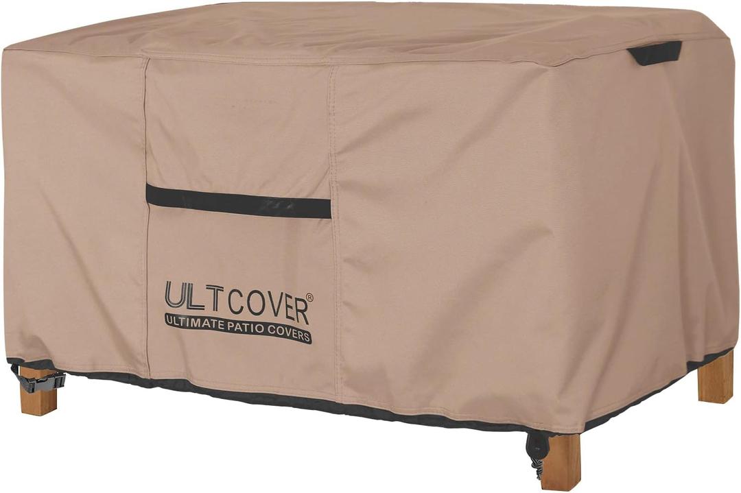 ULTCOVER Outdoor Coffee Table Cover, Waterproof Rectangular Patio Small Side Table Cover 50x30x18 inch (Brown)