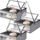 Kigley 3 Pcs Hat Storage Boxes, Hat Travel Case, Hats Organizer with Lids Cowboy Hat Holder for Baseball Caps Collapsible Foldable Stackable Hat Box for Men Women Home Closet, Grey