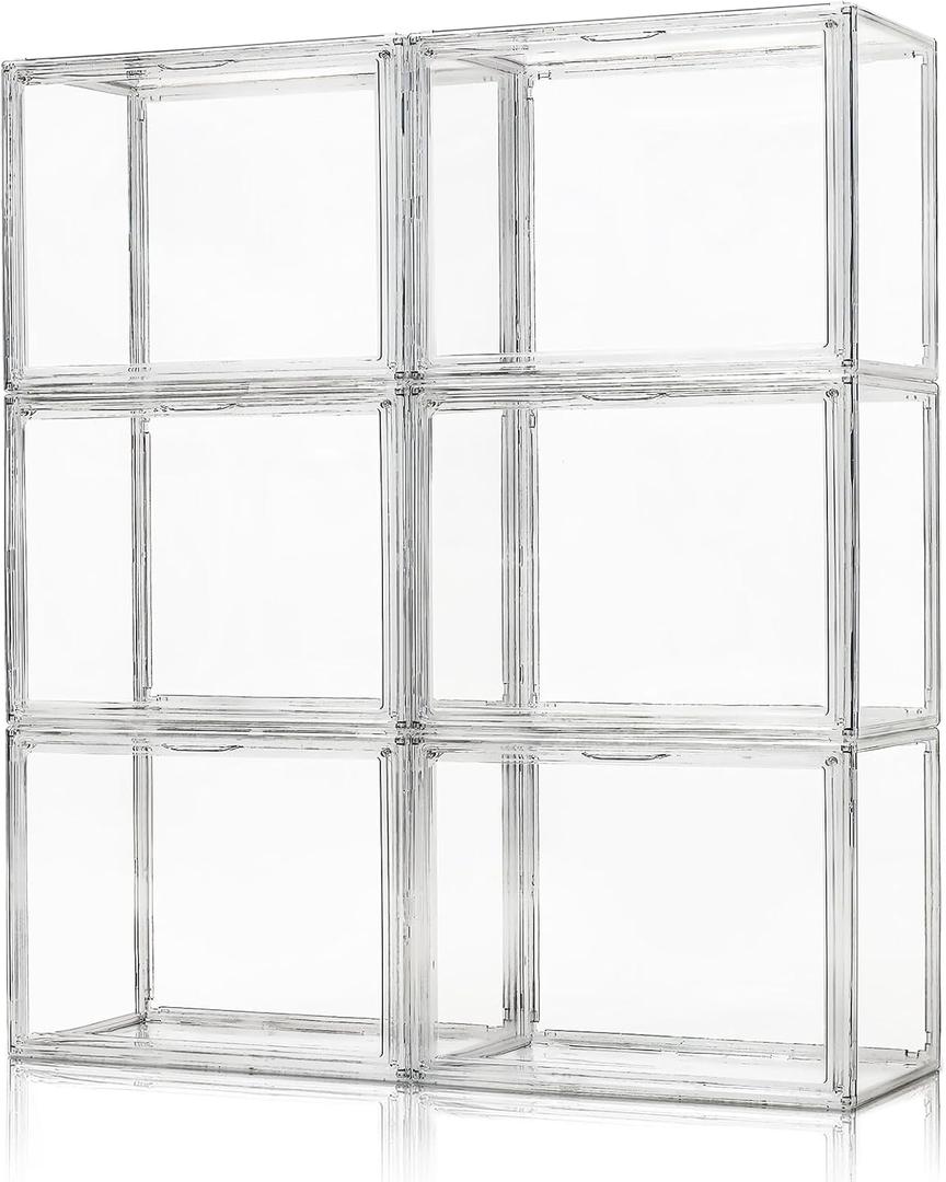 Clear Plastic Handbag Storage Organizer for Closet,Acrylic Purse Organizer with Magnetic Door,Dustproof Book & Cosmetic Display Cases,Large Figures Collectibles Showcase,Shoe Box, Bag Organizer