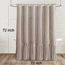 Farmhouse Shower Curtain with Ruffle Hem Linen Shower Curtains for Bathroom Country Vintage Rustic Natural Fabric, Cream-Brown Stripe 72" W x 72" L