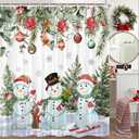JAWO Winter Snowman Shower Curtain Winter Snow Scene Xmas Shower Curtain Christmas Holiday Shower Curtains Bathtub Decor with 12 Hooks 72 X 72 Inches