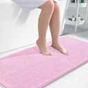 OLANLY Bathroom Rugs 47x24, Extra Soft Absorbent Chenille Bath Rugs, Rubber Backing Quick Dry, Machine Washable Bath Mats for Bathroom Floor, Tub and Shower, Home Decor Accessories, Pink