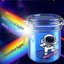 Smell Proof Jar with UV Protection, Airtight Glass Container, Double Sealed Smell Proof Container for Herbs, Teas, Coffee, Spices, Travel, Home, Kitchen, Fresh Storage Solution (Blue Astronaut)