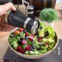 2 PCS - Stainless Steel and Glass Salt and Pepper Shaker Sets with Holder (BLACK)