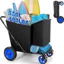 KEDSUM 11.3 Cu.Ft. 400LBS Large Capacity Beach Wagon with Big Wheels for Sand, 12" Rubber Wheels Beach Cart, Heacy Duty Collapsible Wagon for Sand, One-Click Foldable