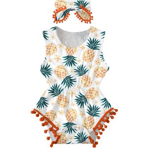 UNICOMIDEA 12-18 Months Baby Floral Romper Infant Playsuits Headband Jumpsuit Toddlers Outfits ,100