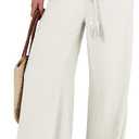 ANRABESS Women's Linen Pants Summer Casual Palazzo Beach Pant Drawstring High Waist Wide Leg Trousers Vacation Outfits Medium Beige