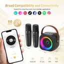 Mini Karaoke Machine, Portable Bluetooth Karaoke Speaker with 2 Wireless Microphones and Party Lights for Kids and Adults, Birthday Gifts for Girls Boys Family Home Party