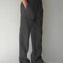 PIDOGYM Mens Cotton Linen Pants, Summer Beach Pants Casual Loose Fit with Elastic Waist Drawstring (Gray, XL)