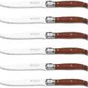 Steak knives Serrated Edge Sharp Light Premium Dishwasher Safe Stainless Steel knife set of 6 wood handle with Gift Box (Rosewood)