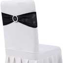 Eternal Beauty Set of 50 Black Chair Band Bow Halloween Spandex Chair Sashes for Wedding Chair Decorations