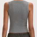 Women's High Neck Tank Top Crop 2025 Slim Fitted Ribbed Crew Neckline Sleeveless Tanks for Going Out (Gray, XS)