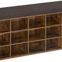 VASAGLE CUSTOS Collection - Shoe Bench, Storage Bench with Padded Seat, Entryway Bench with 15 Compartments, for Bedroom, 11.8 x 41.3 x 18.9 Inches, Rustic Brown and Chestnut Brown ULHS15BX
