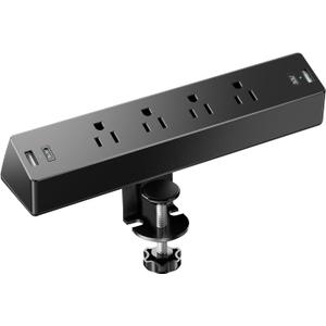 Desk Clamp Surge Protector, 10 FT Extension Cord, Fast Charging Station with 4 AC Outlets 2 USB-A and 2 USB-C Ports, Fit 1.7 inch Tabletop Edge, Desk Power Strip for Home Office Room