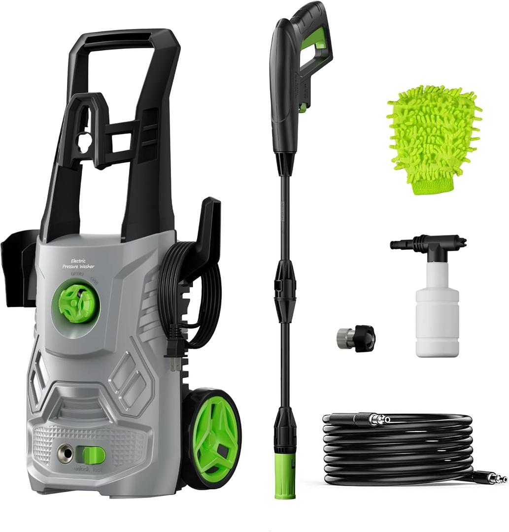 Pressure Washer, 4200PSI 2.6 GPM Power Washer with Foam Cannon 23FT Hose PATOOLIO Electric High Pressure Washer for Fences, Patios, Decks, Patios and Cars Powerwasher (Gray)