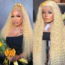 Belaved Lace Front Wigs Human Hair 613 Blonde Deep Wave 13x6 HD Transparent Curly Real Human Hair 180% Density Pre Plucked Glueless Lace Frontal Wig for Women Natural Hairline 24 Inch