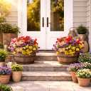 Artificial Flowers for Outdoors, 8 Bundles Faux Silk Spring Flowers for Outside for Planter Front Door Porch Yard Patio Window Box Home Decor