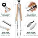 Beneno 12-Inch Stainless Steel Kitchen Tongs for Cooking with Heat-Insulating Wooden Grip Handle, Heavy Duty Heat-Resistant Metal Locking Tongs with Strong Scalloped Tips for Cooking, BBQ, Grab Food