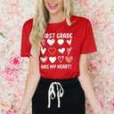 Teacher Shirts for Women-Hello Kindergarten Teacher Short Sleeves Teaching Life Shirt Rainbow Heart Tee Tops (Red, M)